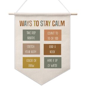 Ways to Stay Calm Poster, Mental Health Poster, Classroom Decor, Canvas Hanging Pennant Flag, Kids Room Decor, Playroom Decor, Canvas Poster for Home Office Decor, Therapy Canvas Art