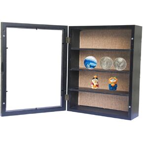 11 X 16inch Shadow Box Frame with 3 Removable Shelfs,4" Shadow Box Display Case with Shelves,Wooden Acrylic Display Cases, Picture Flower Keepsake(Carbon)