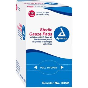 GAUZE PADS ST 2X2 12PLY ***DYN 100