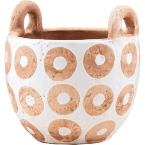 Mud Pie Circle White Terracotta Pot, Board 13 3/4" x 10 1/2" Dia | Utensil Approx 5 1/2"