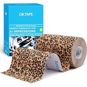 OK TAPE Hypoallergenic Digtal Printed Kinesiology Tape, Elastic Sports Athletic Tape, 2 Rolls, 2in×16.4ft Uncut Roll-DIY