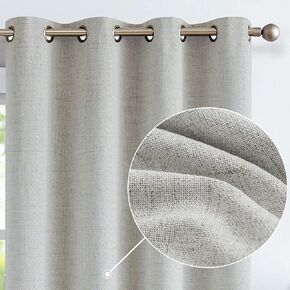 ستائر تعتيم jinchan بنسبة 80% لغرفة النوم، ستائر من الكتان بطول 63 بوصة، مجموعة من لوحتين، ستائر معزولة حراريًا لغرفة المعيشة، علاجات النوافذ العلوية، بيج رمادي مرقط in Kuwait