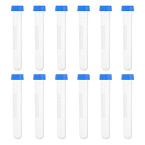 PATIKIL 15ML Plastic Centrifuge Tubes, 30 Pcs Round Bottom Centrifuge Tube with Blue Screw Caps and Graduated Marks Writing Area for Laboratory Liquid