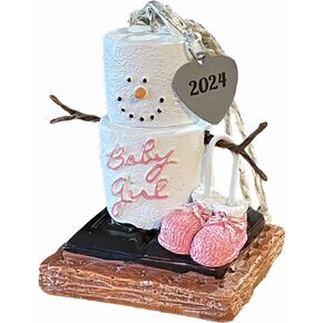 Girl Baby's First Birthday Ornament S'Mores New Baby Girl Ornaments 2024 New Parents, Baby Shower, Baby Girl First Christmas Ornament 2024, Baby Announcement Ornament 2024