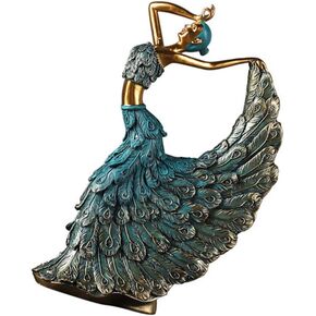Peacock Dancer Ornaments Dancer Statue Female Dancer Statue Figurine Art Craft Home Office Desktop Decoration Collectible Dancer Miniature Statue Figure Sculpture Model Art Peacock Dancer Figurine