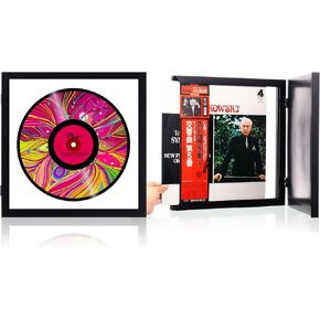 2 Pack Vinyl Record Frame Picture Frame 12 x 12 Inch Wood Black Music Record Album Frames Wall Mount Display Record Frame, LP Covers