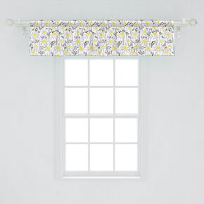 Ambesonne Yellow Window Valance Pack of 2, Pattern with Bees and Chamomile Daisy Flowers in Flourishing Meadow Nature, Rod Pocket Curtain Valances for Kitchen Bedroom, 54" X 12", Yellow White