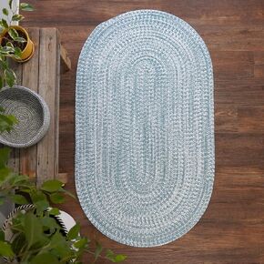 Farmdale Woven Tweed Reversible Braided 2X3 Scatter Throw Rug - Skylight Blue, Handcrafted in USA, Woven Texture, High Traffic, Entry, Kitchen, Living Room, Bed, Bath, Foyer, Porch - 2 FT X 3 FT Oval