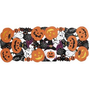 Simplebrand Fall Halloween Table Runner 70 Inches Long, Cutwork Applique Embroidered Pumpkins and Bats Dresser Scarf for Home Dining Holiday Autumn Halloween Thanksgiving Decor, 13 x 70 Inch