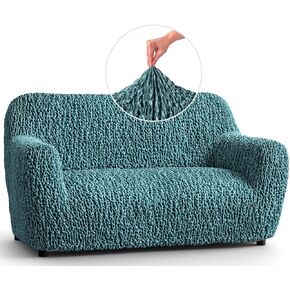 PAULATO BY GA.I.CO. Stretch Velvet Armchair Slipcover - Chair Covers for Living Room - Soft Arm Chair Slip Cover for Pets and Kids - Durable Armchair Protector - Goffrato Collection - Teal