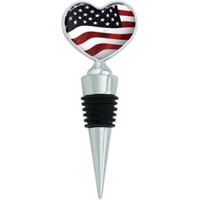 US American Flag Stars and Stripes Waving United States USA Heart Love Wine Bottle Stopper