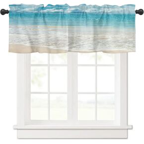 Beach Window Valances - Tropical Ocean Valance for Window - Blue Sky Sea Island Scenery Design Window Treatment Decor Rod Pocket Curtain Valance for Kitchen/Bathroom/Living Room/Bedroom 54" W x 18" L