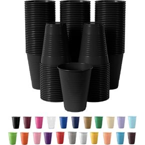 Exquisite Black Disposable Plastic Cups - 100 Pack 12 Oz Plastic Cups - Colored Disposable Cups - Durable Party Cups - Plastic Disposable Drinking Cups - Bpa Free Plastic Cups For Party