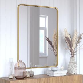 Flash Furniture Jada Wall Mirror for Bathroom, Vanity, Entryway, Dining Room, and Living Room, 40" x 30" Rectangular Mirror, Matte Silver