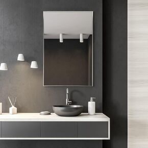 Head West Rectangular Thin Metal Framed Modern Wall Accent Mirror, Vanity Mirror, Bathroom Mirrors, Living Room Mirrors - 24" x 36"