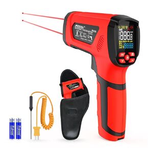 MESTEK Infrared Thermometer Gun, -40°F ~3632°F, High Temp Thermometer Temperature Gun with Color LCD Display, Non Contact Pyrometer 50:1 Industrial Dual Laser Thermometer Gun, Adjustable Emissivity
