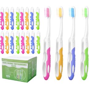 EasyHonor Travel Toothbrush Bulk, Folding Toothbrush with Toothbrush Box,Soft Potable Travel Size Toothbrush, Individually Wrapped Toothbrush for Travel Camping School Home Supplies.(20 Pcs)