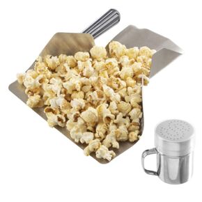 Stainless Steel Salt Shaker and French Fry or Popcorn Scoop for Filling Bags - Movie Theater Popcorn Machine Accessories by Great Northern Popcorn
