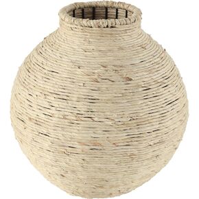 Deco 79 Seagrass Handmade Decorative Vase Wrapped Centerpiece Vase, Vase for Home Decoration 13" x 13" x 13", Beige