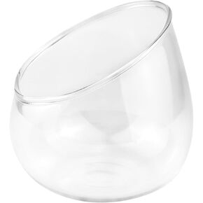 Glass Slant Cut Bowl Vase Clear Slanted Globe Terrarium Flower Vase Planter Table Centerpiece for Succulents, Cacti, Moss