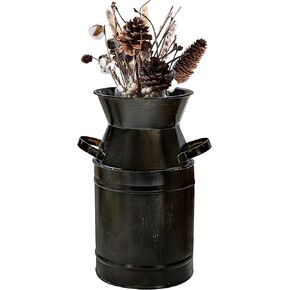 Soyizom 7.5" Tall Galvanized Metal Vase Farmhouse Rustic Decorative Flower Vase Primitive Tin Bucket Country Milk Can Jug for Table Centerpieces, Home Office Cafe Decoration & Wedding