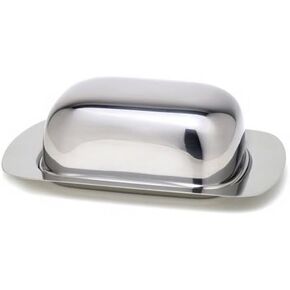 Stainless Steel Covered Butter Dish, 7.25 by 4.85 by 2.25-Inch, Brilliant Finish