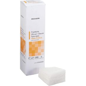 McKesson Premium Woven Gauze Sponges, Non-Sterile, 8-Ply, 100% Cotton, 2 in x 2 in, 200 per Pack, 1 Pack