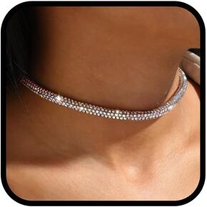 CLOACE Rhinestone Choker Necklace Sparkle Glitter Necklaces Crystal Diamond Row Choker Party Prom Neck Jewelry for Women
