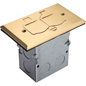 ENERLITES Flip Lid Cover Floor Box kit, 5" x 2.87" 1-Gang Cover, 20A Tamper-Weather Resistant Receptacle Outlets, Watertight Gasket, Corrosive Resistant Hardware, 975507-C, Brass (705507-C)
