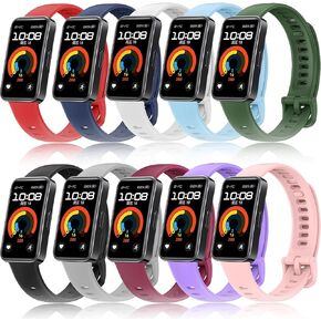 Straps Change Compatible with Huawei Band 8/9 Straps [10 Pack] Soft Silicone Replacement Wristband Adjustable for Women Men, Fashion Sport Strap for Hua Wei Band 9/8 Bracelets