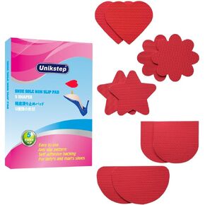 UNIKSTEP 5 Pairs (10 Pieces) Shoe Sole Non Slip Grips with Star, Heart, Flower, Heel, Semicircle Shapes, Anti Skid Self Adhesive Rubber Pads, Shoe Bottom Noise Reduction Cushions (Khaki)