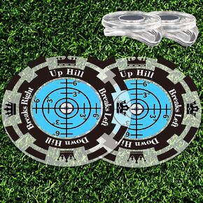 2-Pack Golf Green Reader with Magnetic Hat Clip, 1.8 Inch Golf Ball Markers for Putting Green with High Precision Horizontal Bubble, Putt Aid Golf Gifts for Men