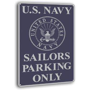 Vintage Signs Metal Wall Decor Plaques Poster US Navy Sailors Parking Only Tin Sign for Kitchen Patio Shop Beer 12 x 8 inches