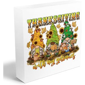 Gnomes Decorations for Home, Gnome Decor Farmhouse Decor Wooden Box Sign, Fall Decor Western Football Autumn Decor, Tiered Tray Thanksgiving Decor Decorations Supplies, Rustic Country Wooden Sign