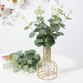 JEVA Artificial Leaves 50Pcs Artificial Eucalyptus Stems Faux Eucalyptus Branches Home Party Wedding Decorations