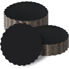 qiqee 12 Inch White Wave Cake Boards Round 50-Packs Circles Rounds Base Food-Grade Cardboard Wave Cake Plate（Thinner But Stronger）