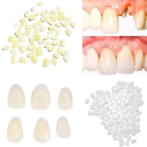 Tooth Repair Kit-Thermal Fitting Beads Granules and Fake Teeth for Temporary Fixing Missing and Broken Tooth，Replace a Missing Tooth in Minutes for Women and Man (Natural Yellow)