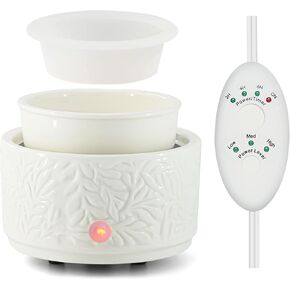 Wax Melt Warmer with Timer & Silicone Liner,3-in-1 Electric Candle Wax Warmer,Cute Wax Melter for Scented,Ceramic Wax Burner Fragrance Warmers,Auto Shut Off & Adjust Fragrance Intensity