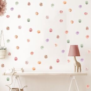120pcs 2.2'' Boho Color Polka Dots Wall Decals Nursery Watercolor Wall Stickers for Kid Baby DIY Removable Peel and Stick Wall Art Home Decor Decoration for Living Room Bedroom Playing Room