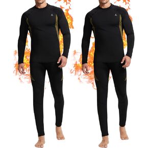 CL convallaria 2 Pack Men's Thermal Underwear Fleece Lined Long Johns Winter Base Layer Cold Weather Hunting Gear