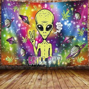 Outer Space Tapestry Wall Hanging, Universe Nebula Galaxy with Rainbow Colors Aesthetic Tapestries Poster Art for Home Decorations Dorm Decor Living Room Bedroom, Trippy Planets Wall Carpet, 60X40in