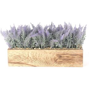 Artificial Lavender Potted Plants Rectangular Wooden Planter Fake Potted Plants for Office Wedding Family Indoors Decor