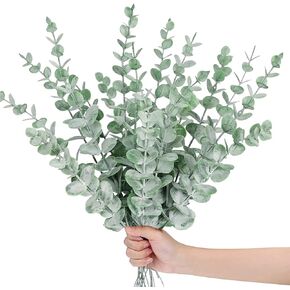 15 ″Eucalyptus Stems，Artificial Eucalyptus Leaves Faux Greenery Branches for Wedding Centerpiece Flower Floral Arrangement Farmhouse Home Decoration Fake Plants Leaves for Coffee Table (25PCS) in Saudi Arabia