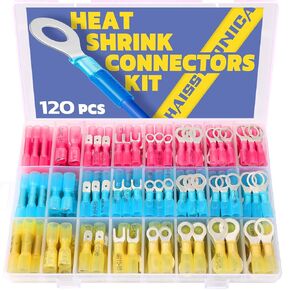 haisstronica 120PCS Heat Shrink Wire Connectors-Marine Grade Heat Shrink Butt Connectors-Electrical Connectors Kit of Tinned Red Copper,AWG 22-10 Crimp Insulated Ring Fork Butt Splice(3Colors)