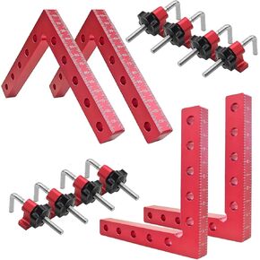 90 Degree Positioning Squares Right Angle Clamps for Woodworking - 4 Pack 5.5"Aluminum Alloy Woodworking Corner Clamps, for Picture Frame, Cabinet, Boxes, Drawers (4Pack 5.5'')