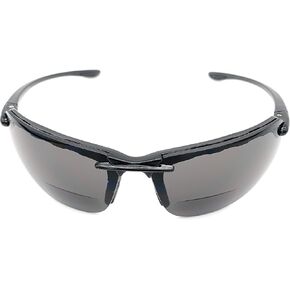 The Oakland Bifocal Sun Reader Sport and Wrap Around Reading Sunglasses, Unisex Rimless Safety Readers for Men and Women, Black + 2.00