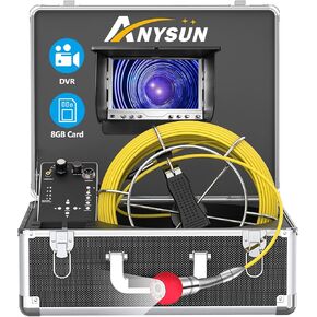 Sewer Camera,100ft Plumbing Drain Camera with DVR 30M Cable Industrial Endoscope Waterproof IP68 Cable Snake Video System with 7 Inch LCD Monitor 1000TVL DVR Recorder