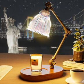 Candle Warmer Lamp with Stepless Dimming & Timer & Adjustable Height, Home Decor Electric Wax Melt Warmer Light for Scented Wax with 2 Bulbs for Bedroom, Gifts for Christmas, Housewarming (Glaze)