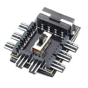 2Pcs Chassis Fan Speed Controller, IDE Molex 1 to 8 Way 12V 3 PIN Cooling Fan Speed Controller Splitter for PC Desktop Computer Motherboard