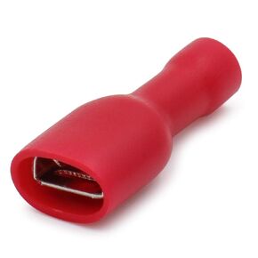 Female Quick Disconnects Vinyl Fully Insulated, FDFD1.25-250, 6.3 x 0.8 mm Cable Terminal, for 0.5-1.5mm² (22-16 AWG), Red, 100Pack